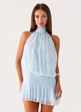 Smooth-Finish Layering Comfort Willow Lace Mini Dress - Blue