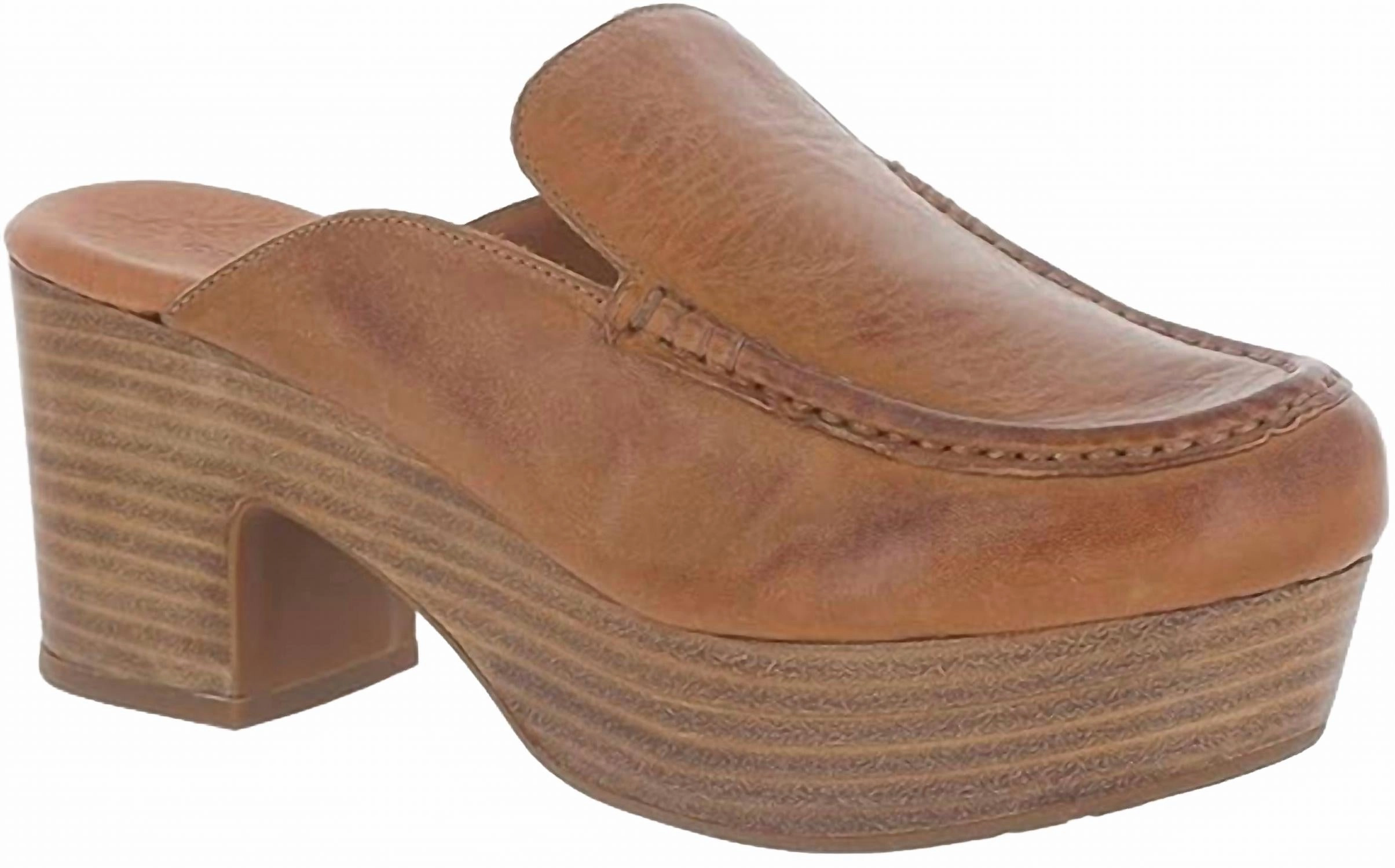 suede upper Women Gemm Platform Clog In Cognac Leather