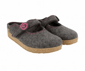 Women's Alice Strapped Boiled Wool Clog In Grey Smooth Sling Light Fit