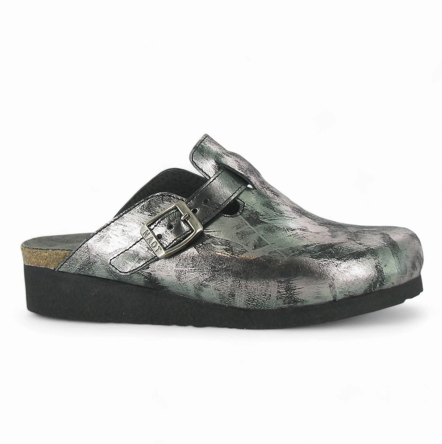 Women's Autumn Clog In Metallic Onyx Open Toe Design