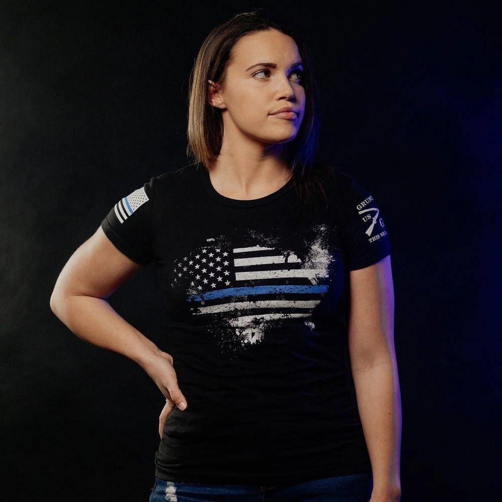 Women's Blue Line American Acid Slim Fit T-Shirt - Black Fashion and Comfort