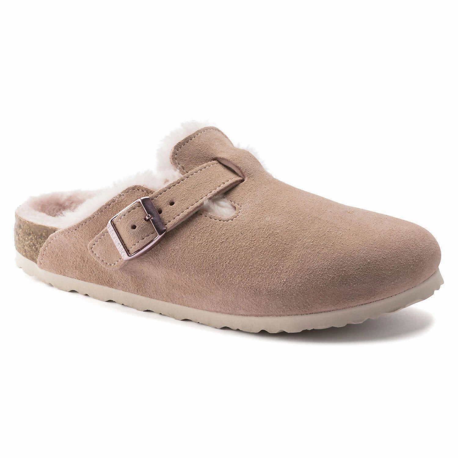 Easy Beach Walk Women's Boston Fur Shearling Clog In Light Rose