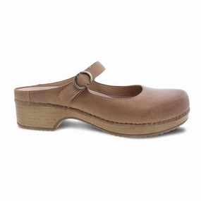 Women's Bria Mary Jane Clog In Tan Cozy Beach Sandal Sweat Proof
