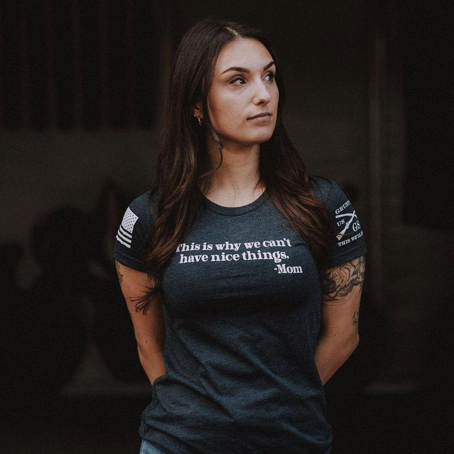 Women's Can't Have Nice Things Slim Fit T-Shirt - Midnight Navy Crew Neck Design Oversized Cut