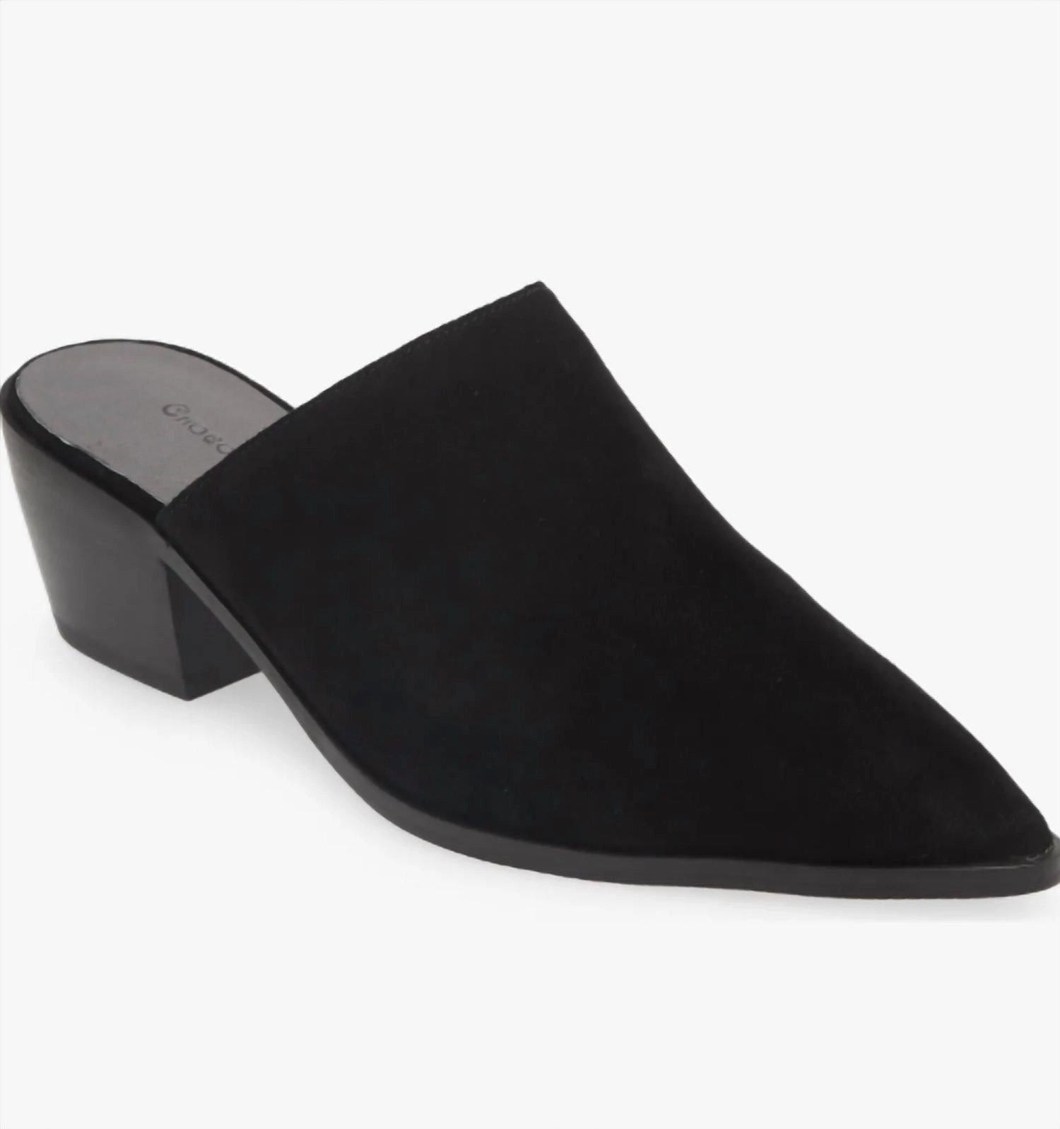 Women's Cellia Pointed Toe Mule In Black Suede Slip-On Sandals