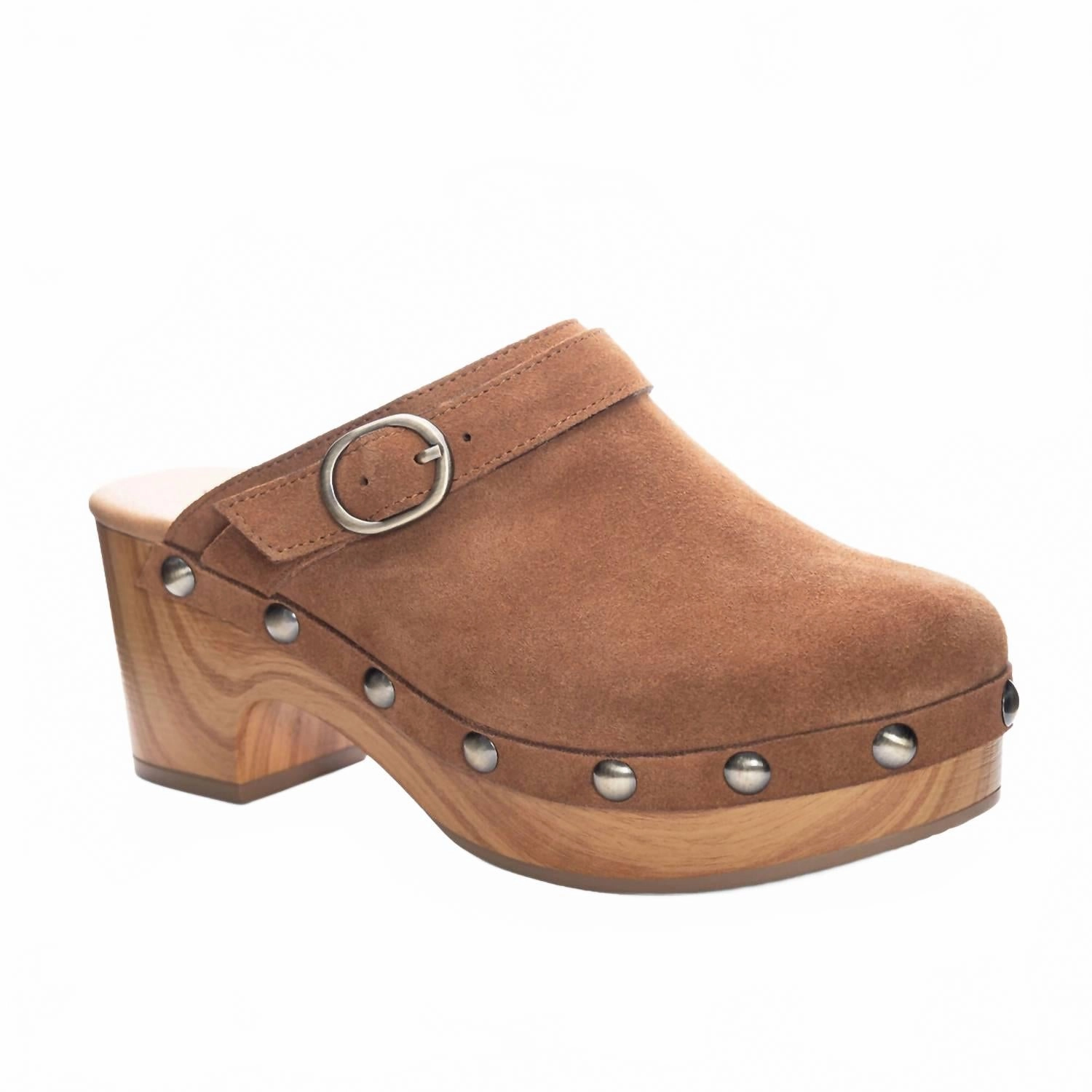 Slip-Resistant Sole Athletic Footwear Women's Cindy Split Suede Clogs In Brown