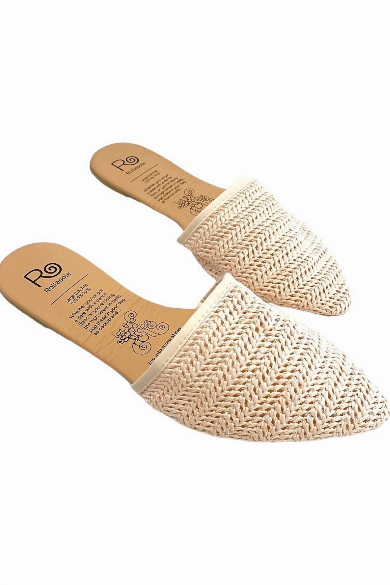 Women's Crochet Mules In Beige foldable