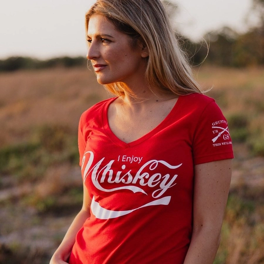 Women's Enjoy Whiskey V-Neck - Red Feminine Appeal