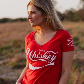 Women's Enjoy Whiskey V-Neck - Red Effortless Wear Fit