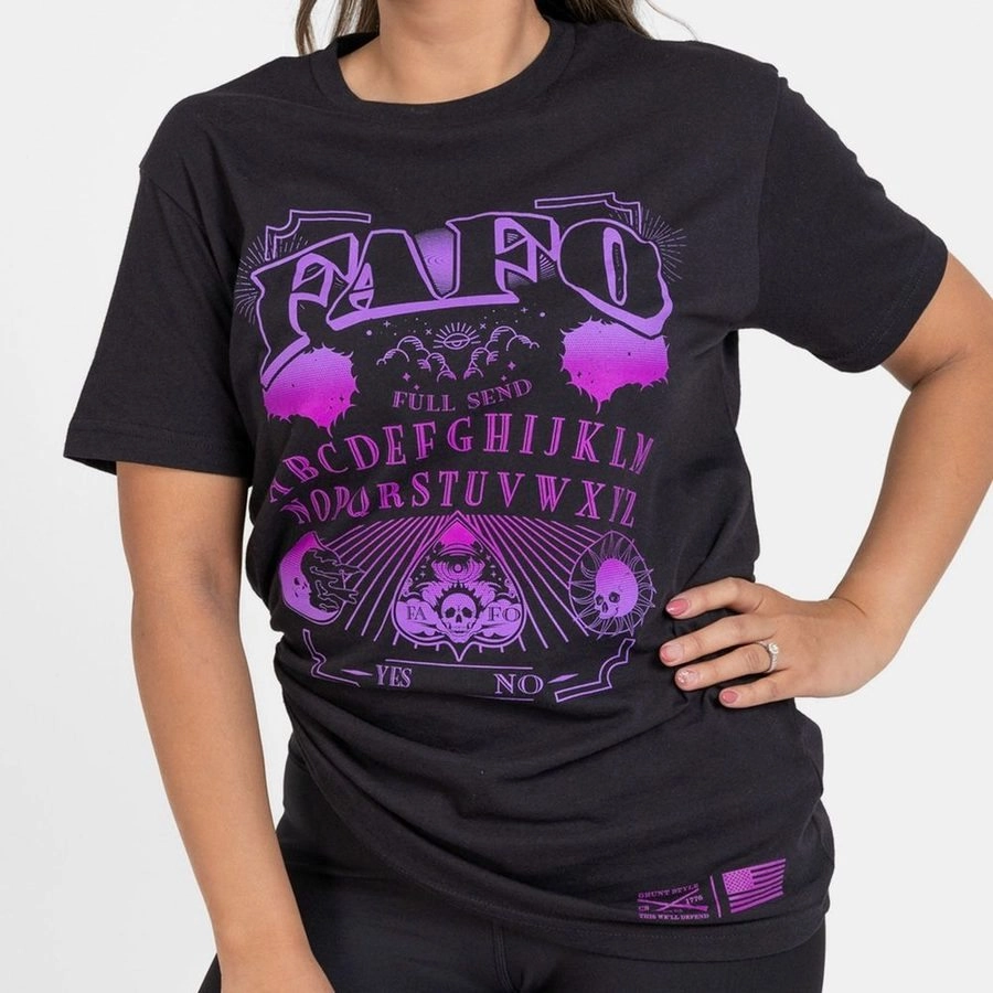 Women's FAFO Spirit Boyfriend Fit T-Shirt - Black Casual Chic Look Sport Flex Fit