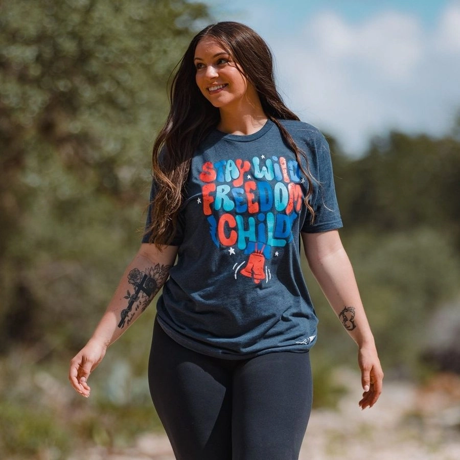 Women's Freedom Child Boyfriend Fit T-Shirt - Midnight Navy Stylish and Cozy Quick Fit