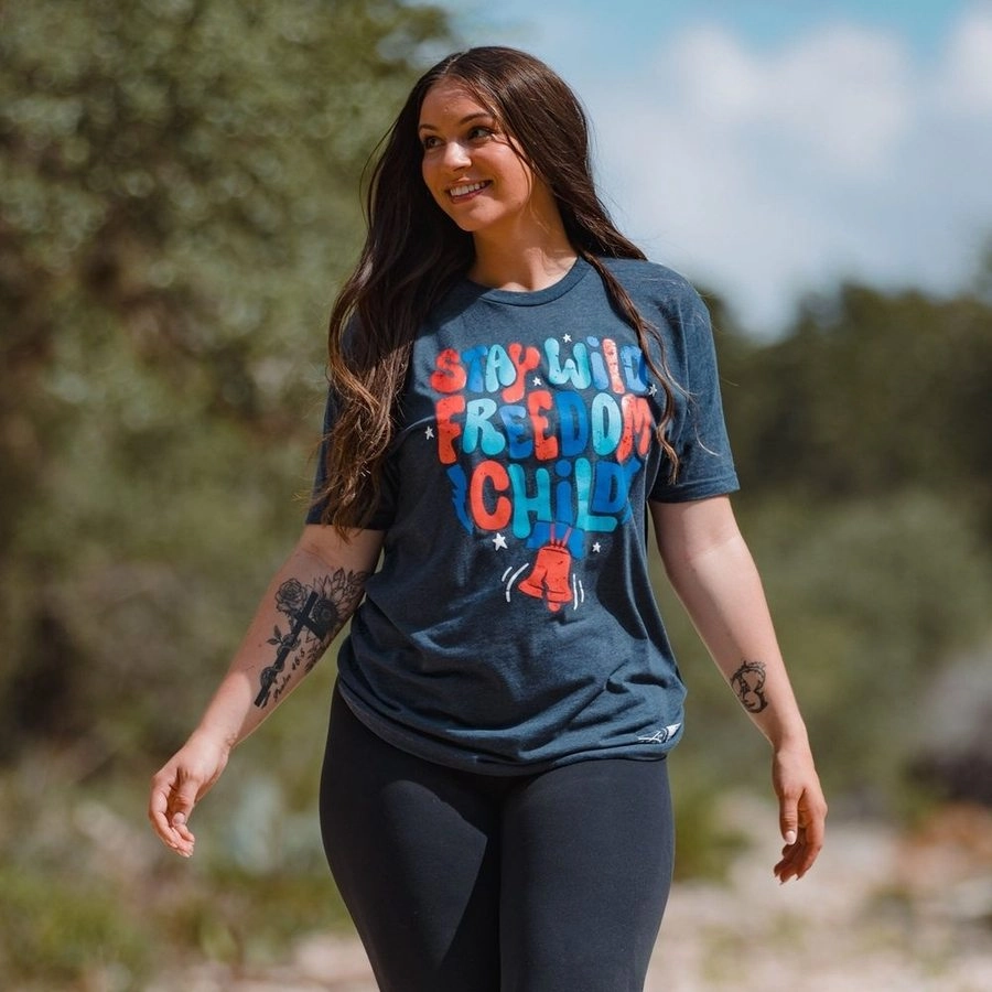 Women's Freedom Child Boyfriend Fit T-Shirt - Midnight Navy Active Comfort