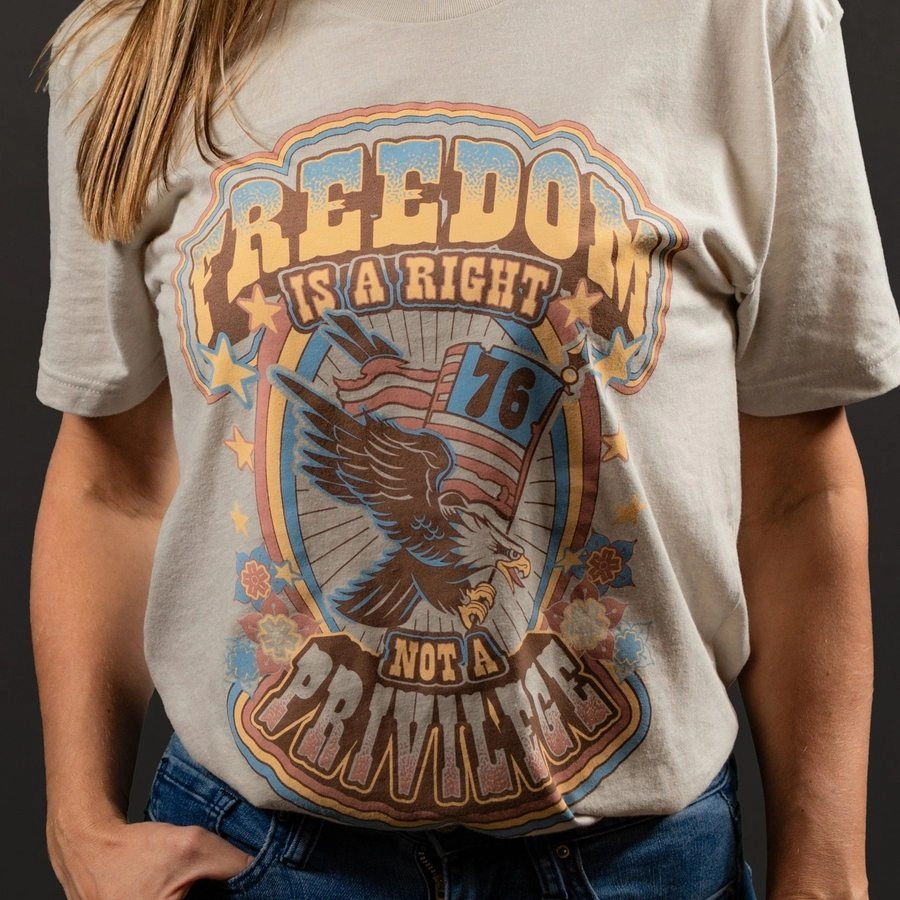 Women's Freedom Is A Right Boyfriend Fit T-Shirt -Sand Soft Breathable Comfy Layer Wear