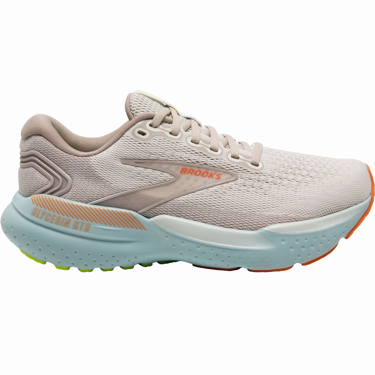 Women's Glycerin GTS 21 supportive synthetic shoes running with a GPS watch