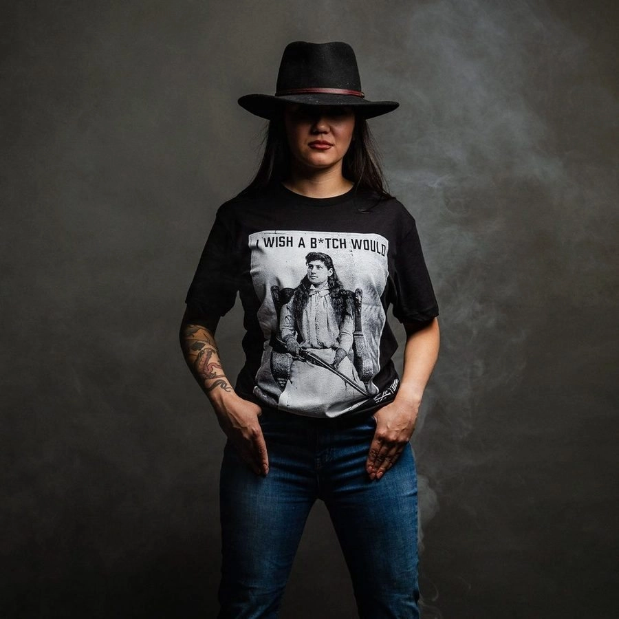 Women's I Wish A B*tch Would Boyfriend Fit T-Shirt - Black Casual Fit