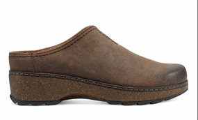 Relaxed Outdoor Women's Kolia Round Toe Slip-On Casual Heeled Mules In Dark Brown