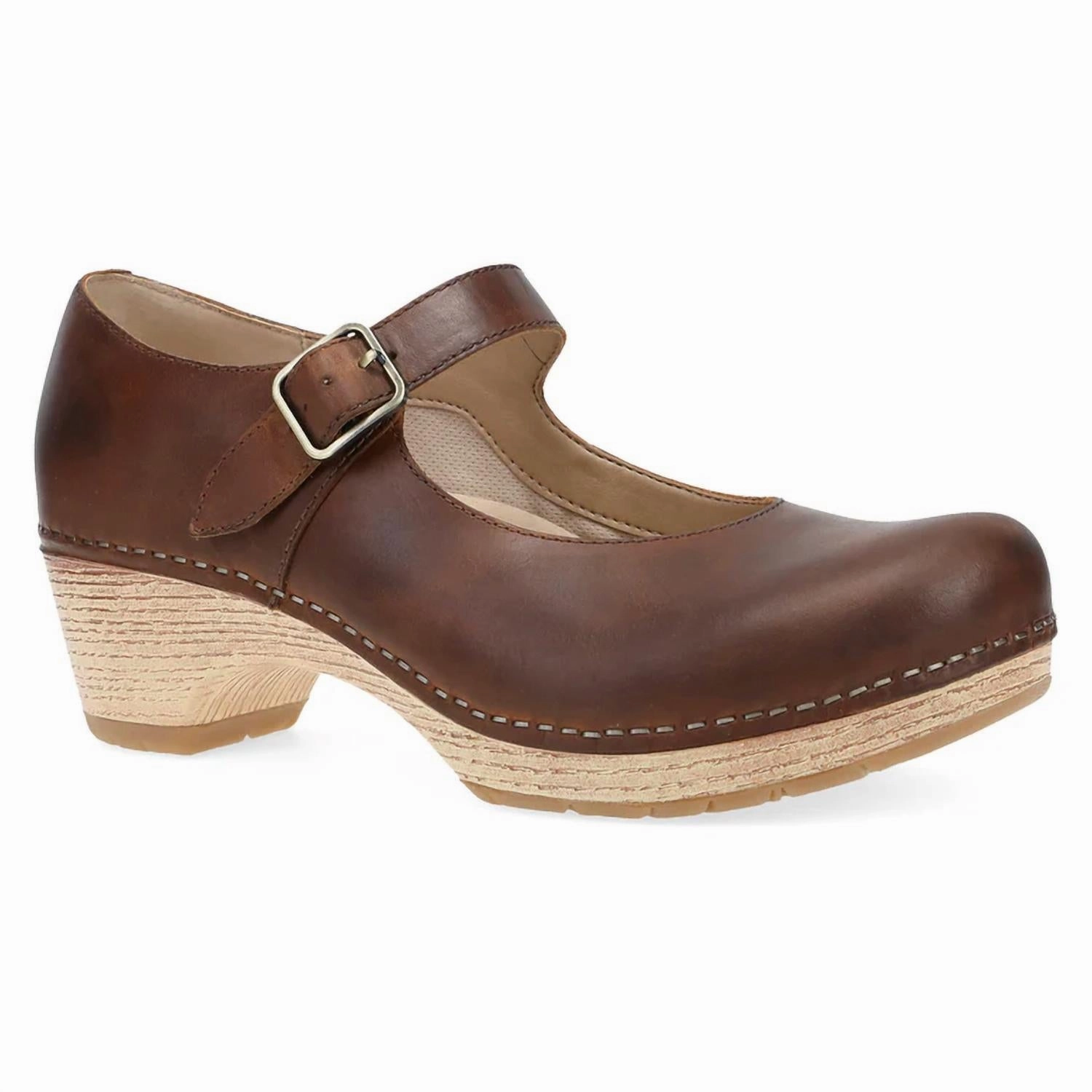 Comfortable For Cross Training Easy Slip Shoes Women's Lilah Clog In Tan Oiled Pull Up Mary Jane