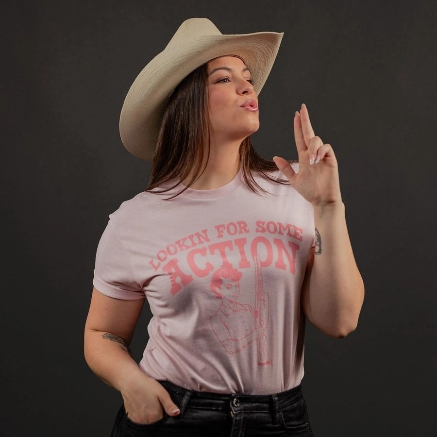 Bright and Bold Women's Looking For Action Boyfriend Fit T-Shirt - Light Pink