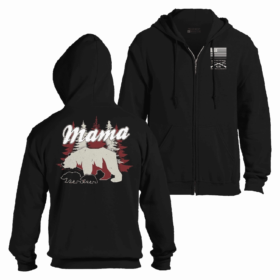 Women's Mama Bear Full-Zip Hoodie - Black Low Profile Logo