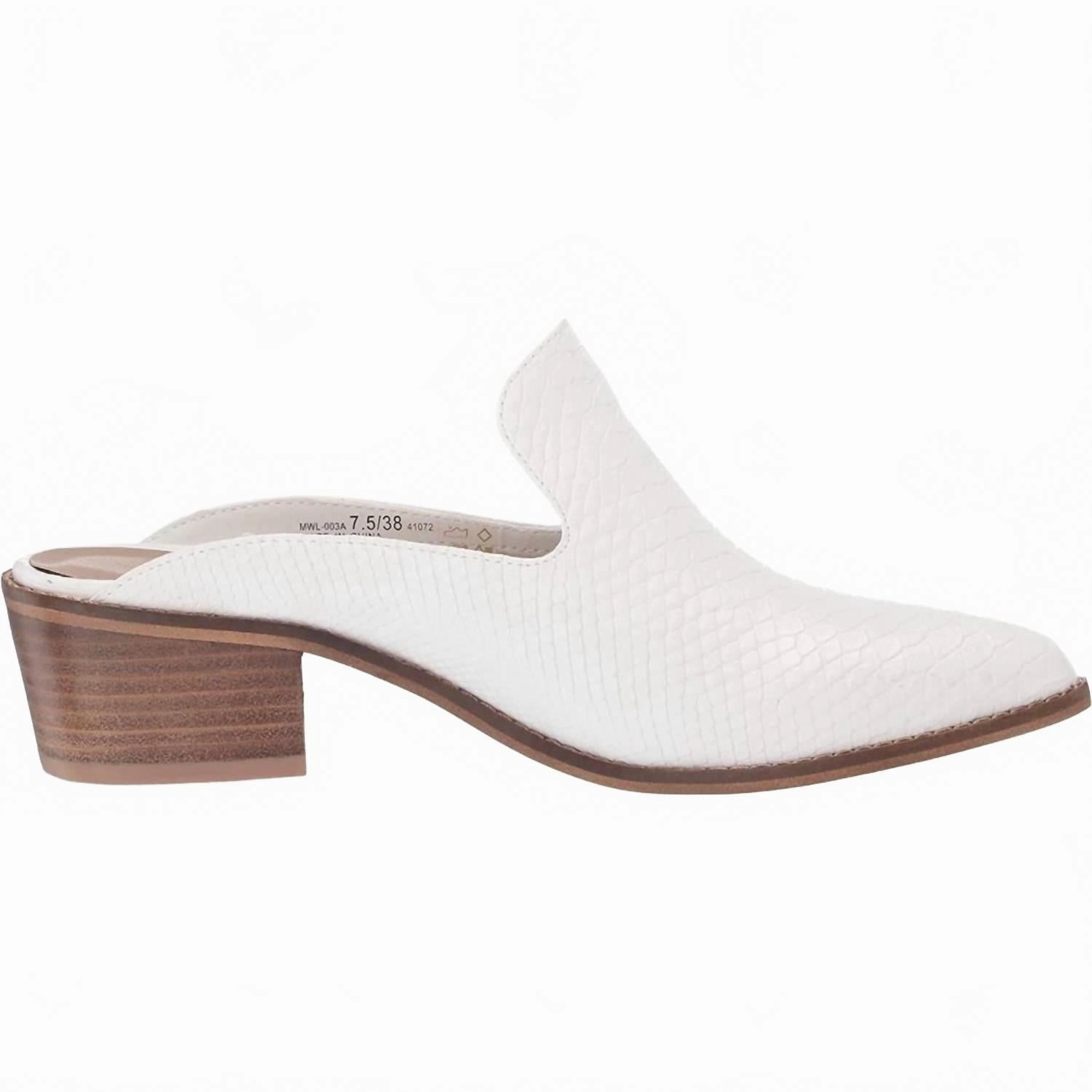 Women's Marnie Snake Skin Mule In White Smooth Movement hypoallergenic