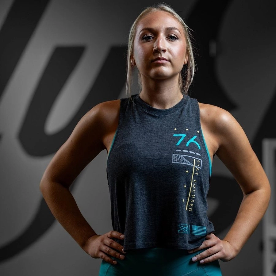 Women's Mind Over Matter Racerback Cropped Tank - Dark Heather Gray Urban Style UV Protection