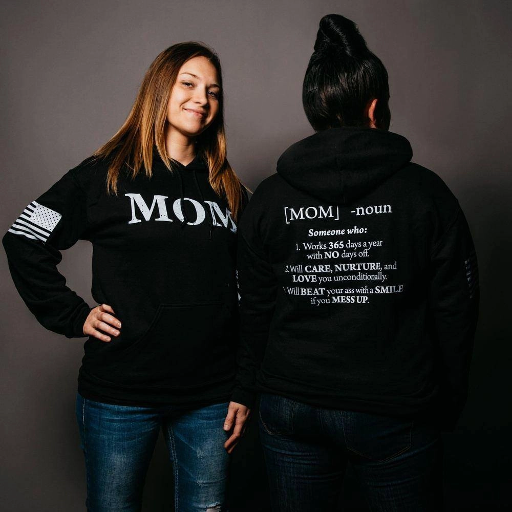 Women's Mom Defined Hoodie - Black Urban Day Backyard Chill