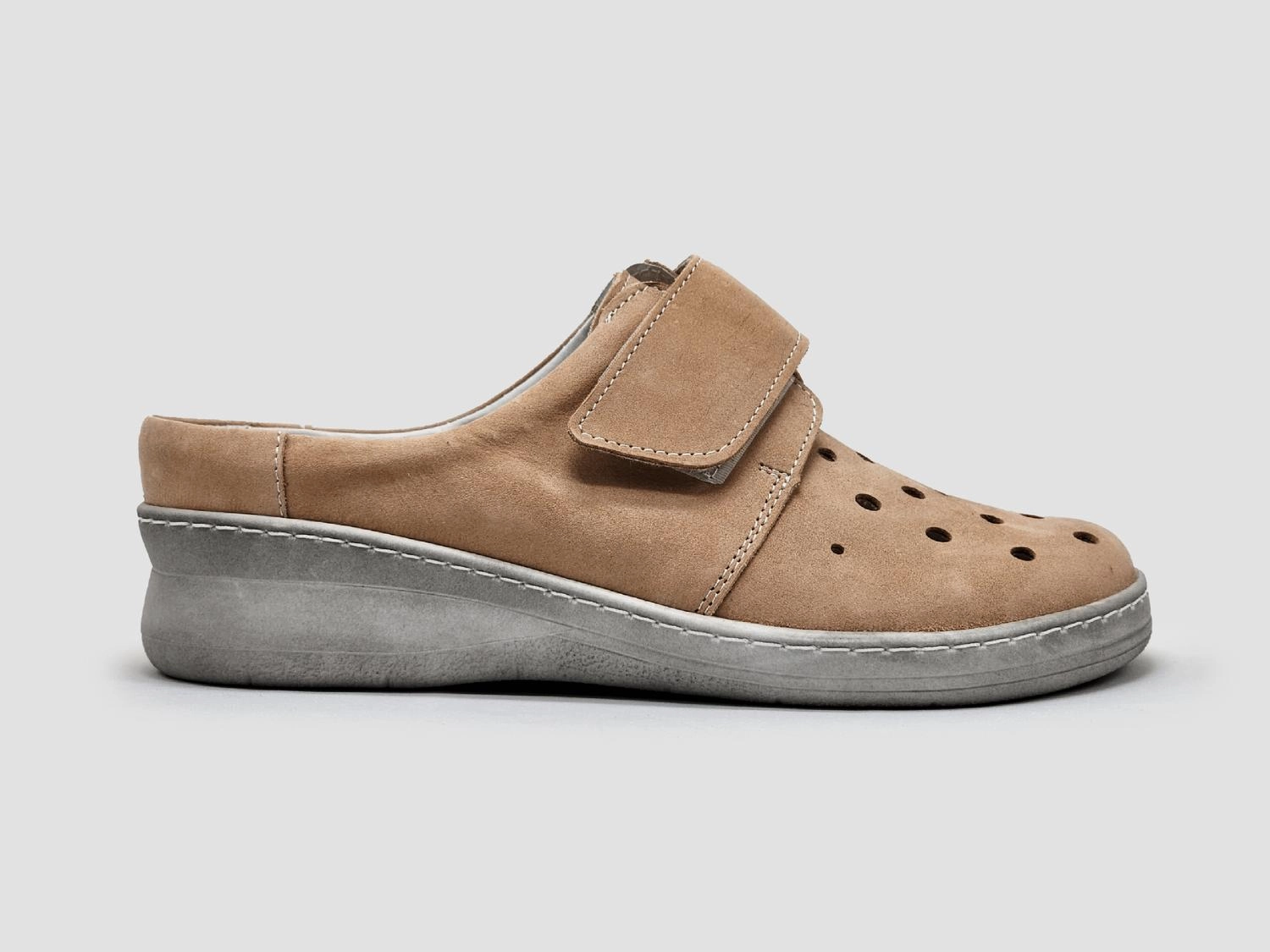 Women's Perforated Leather Clogs In Pink Durable Sole