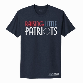 Stylish and Fun Fresh Vibes Women's Raising Little Patriots Boyfriend Fit T-Shirt - Midnight Navy