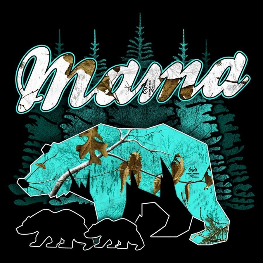 Subtle Logo Placement Women's Realtree Xtra? Sea Glass Mama Bear Long Sleeve - Black