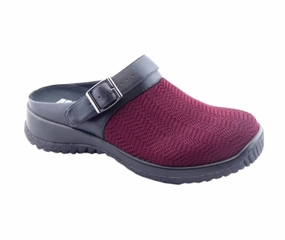 Women's Savannah Clogs In Burgundy Wavy Stretch Multi sport EVA sole