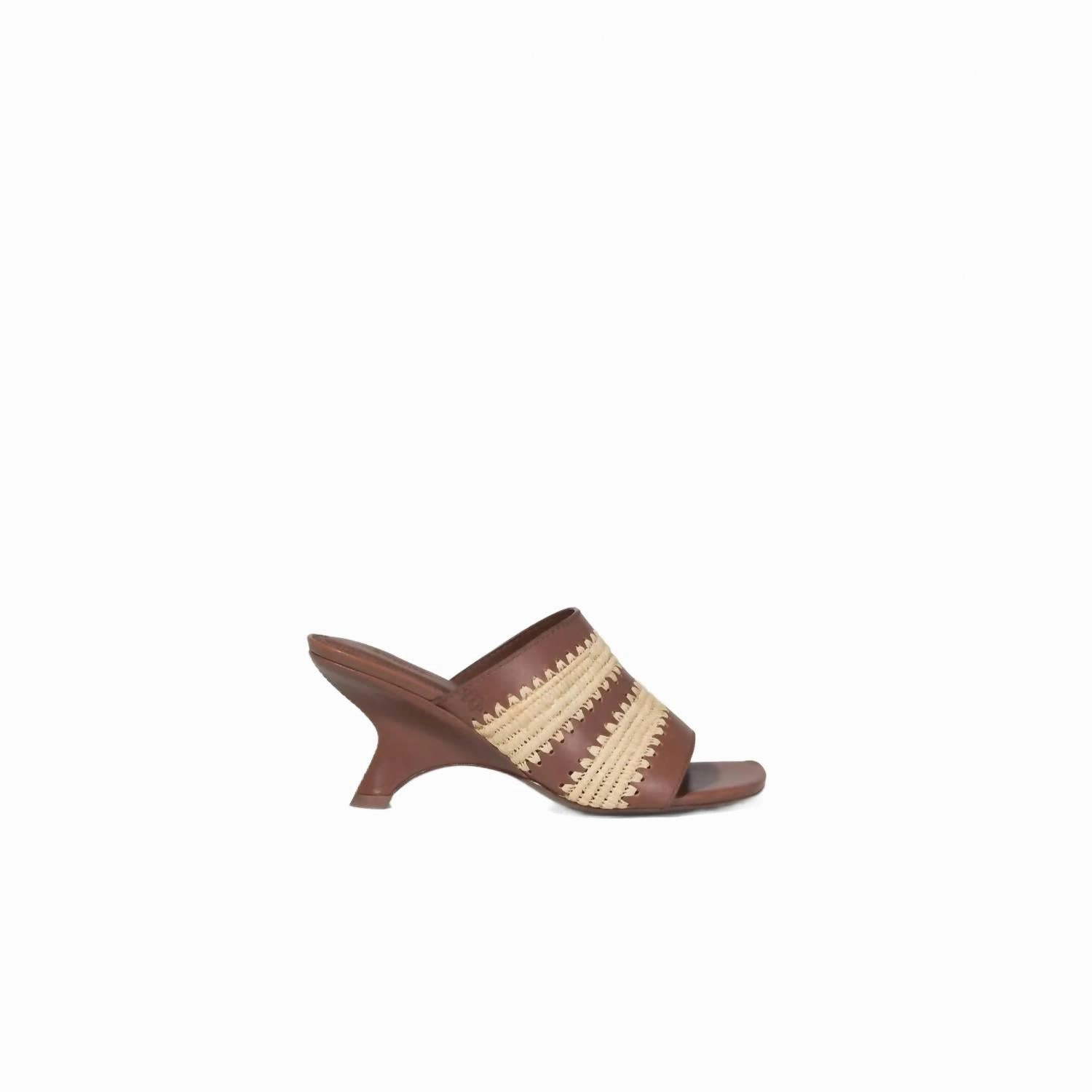 Women's Shadow Mule Raffia Sandal In Sable Sleek Soft Leather