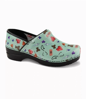 Light Responsive Women's Smart Step Professional Clog In Printed Patent Teal