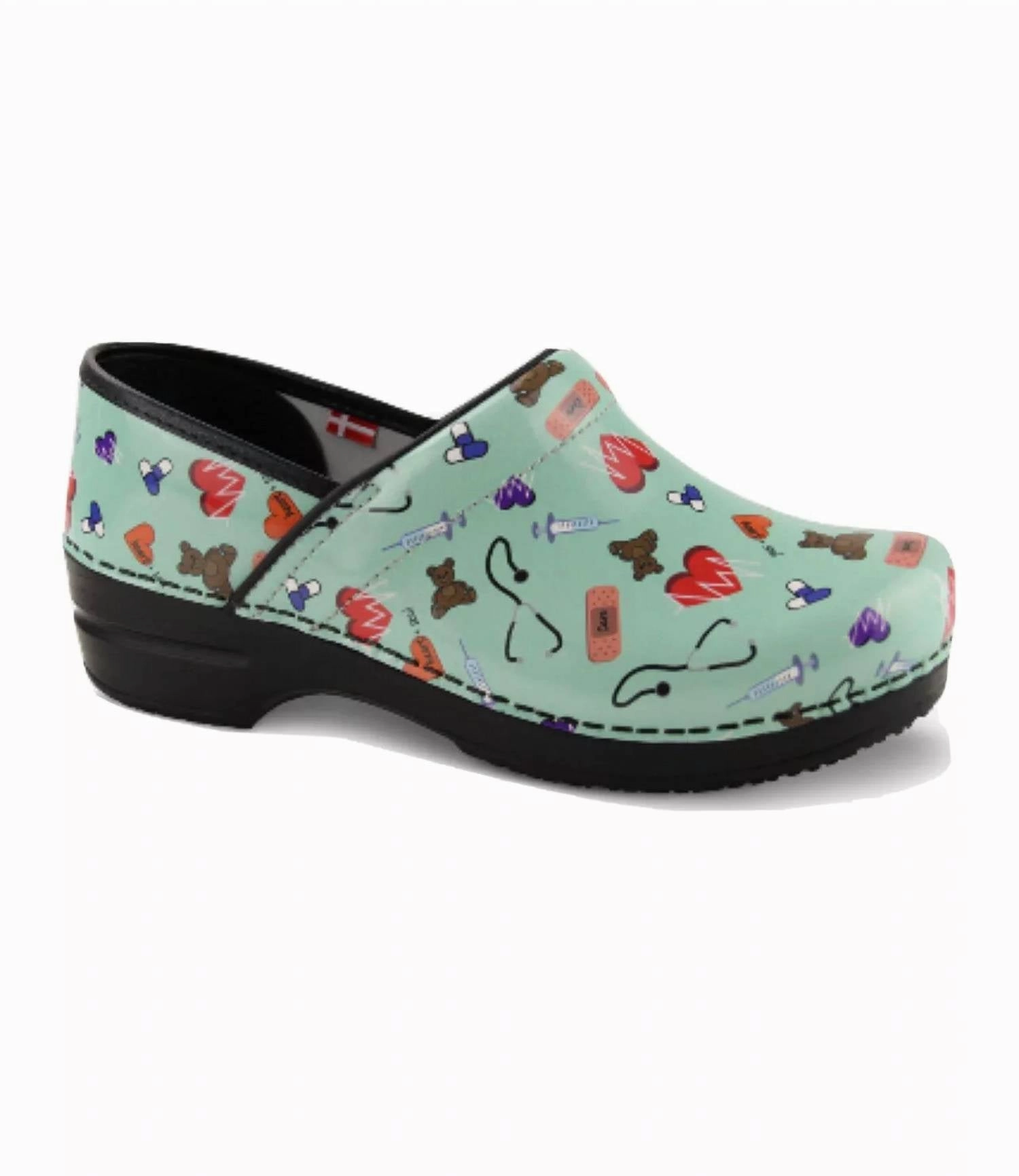 Light Responsive Women's Smart Step Professional Clog In Printed Patent Teal