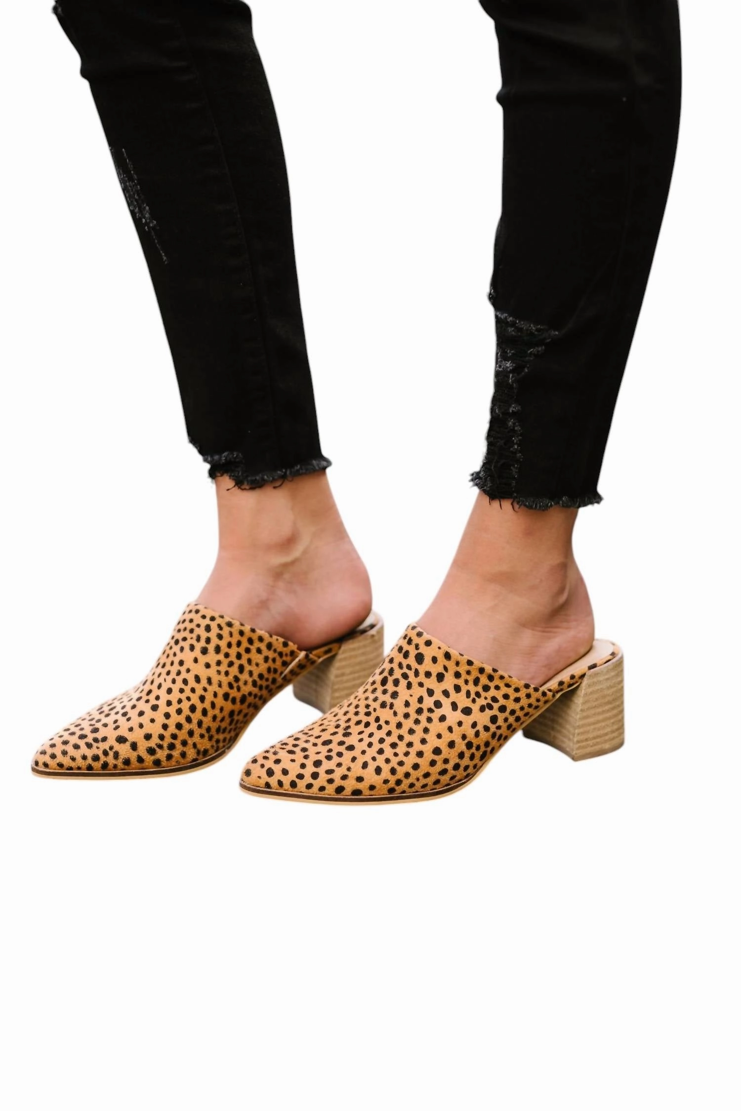 Women's Spotted Mules In Cheetah Waterproof Material