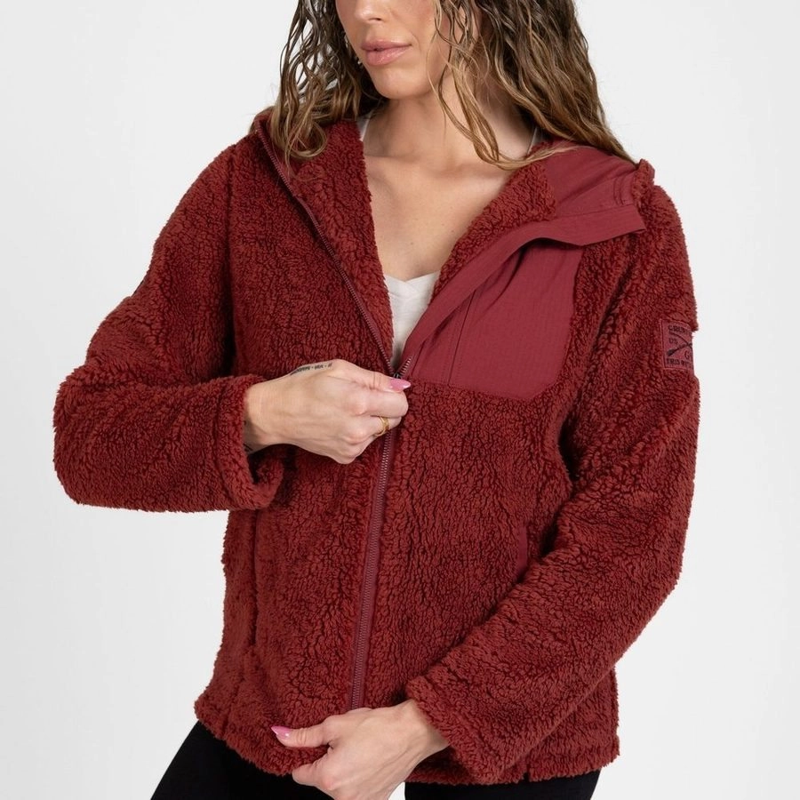Foldable Collar Women's Standard Issue Sherpa Fleece - Red Plum