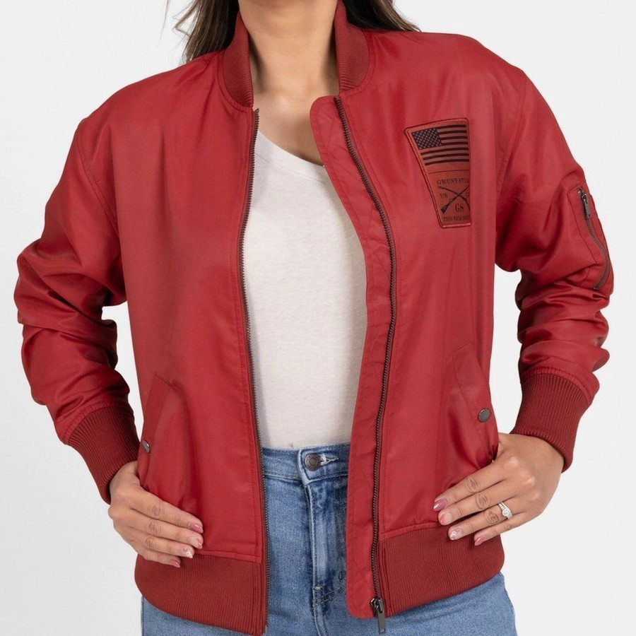 Women's Stealth Bomber Jacket - Red Plum Clean Outer Go Anywhere Wear