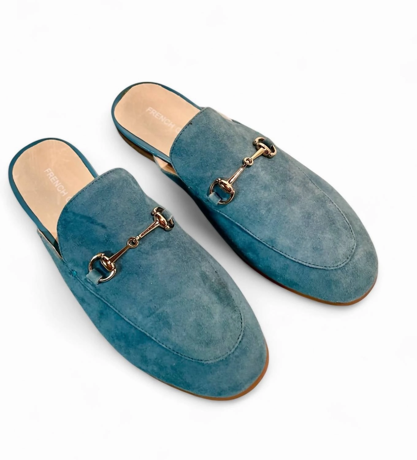 Heel Cushioning Maximum Comfort Women's Suede Mules In Teal