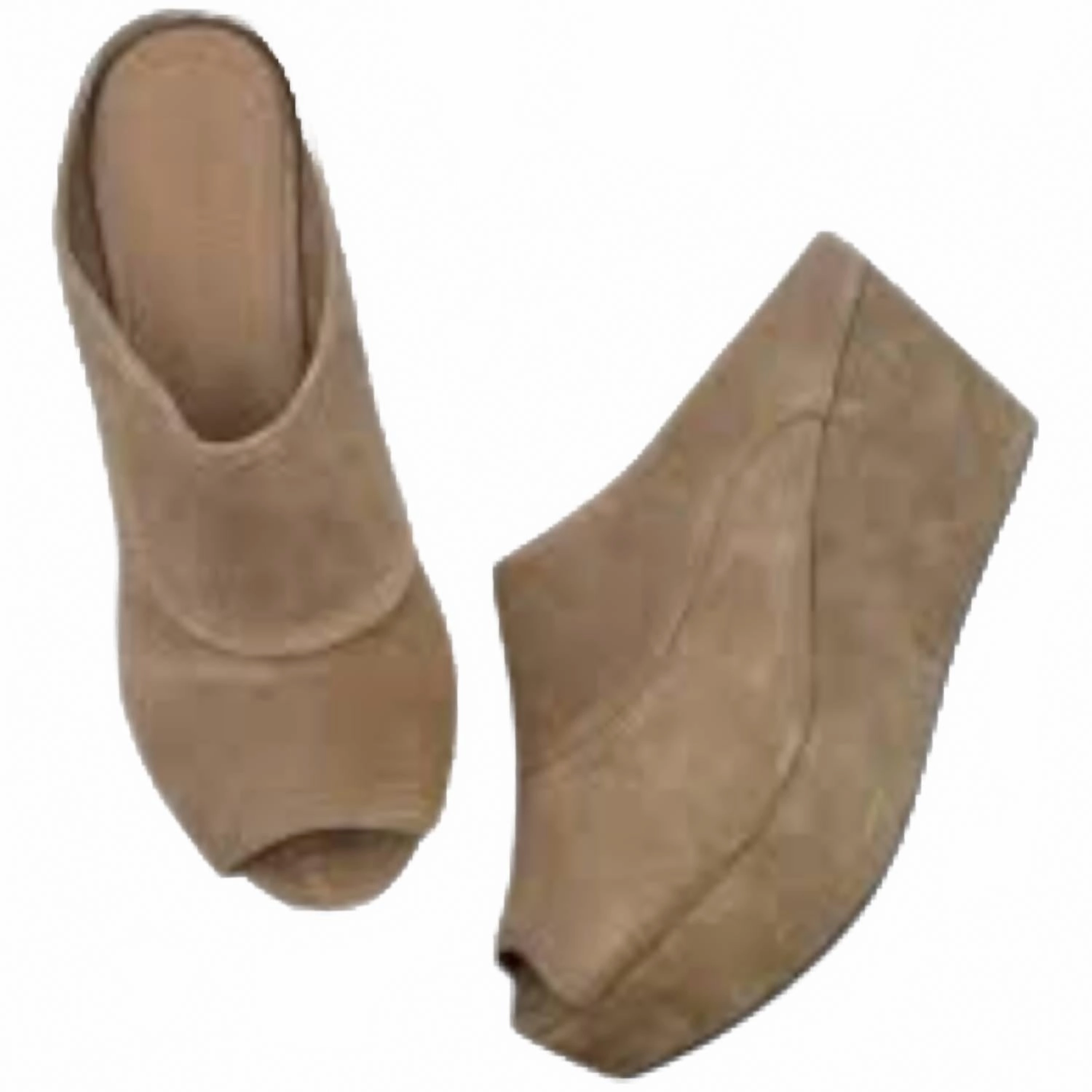 Women's Wind Platform Wedge Mules In Taupe Suede Simple Travel Fit