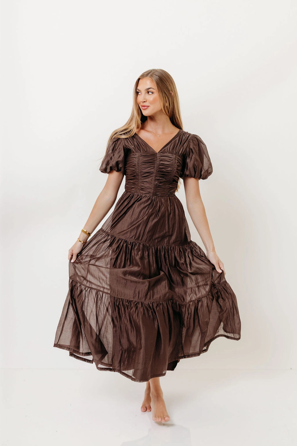 Renee Maxi Dress in Mocha All-season garment Open-back