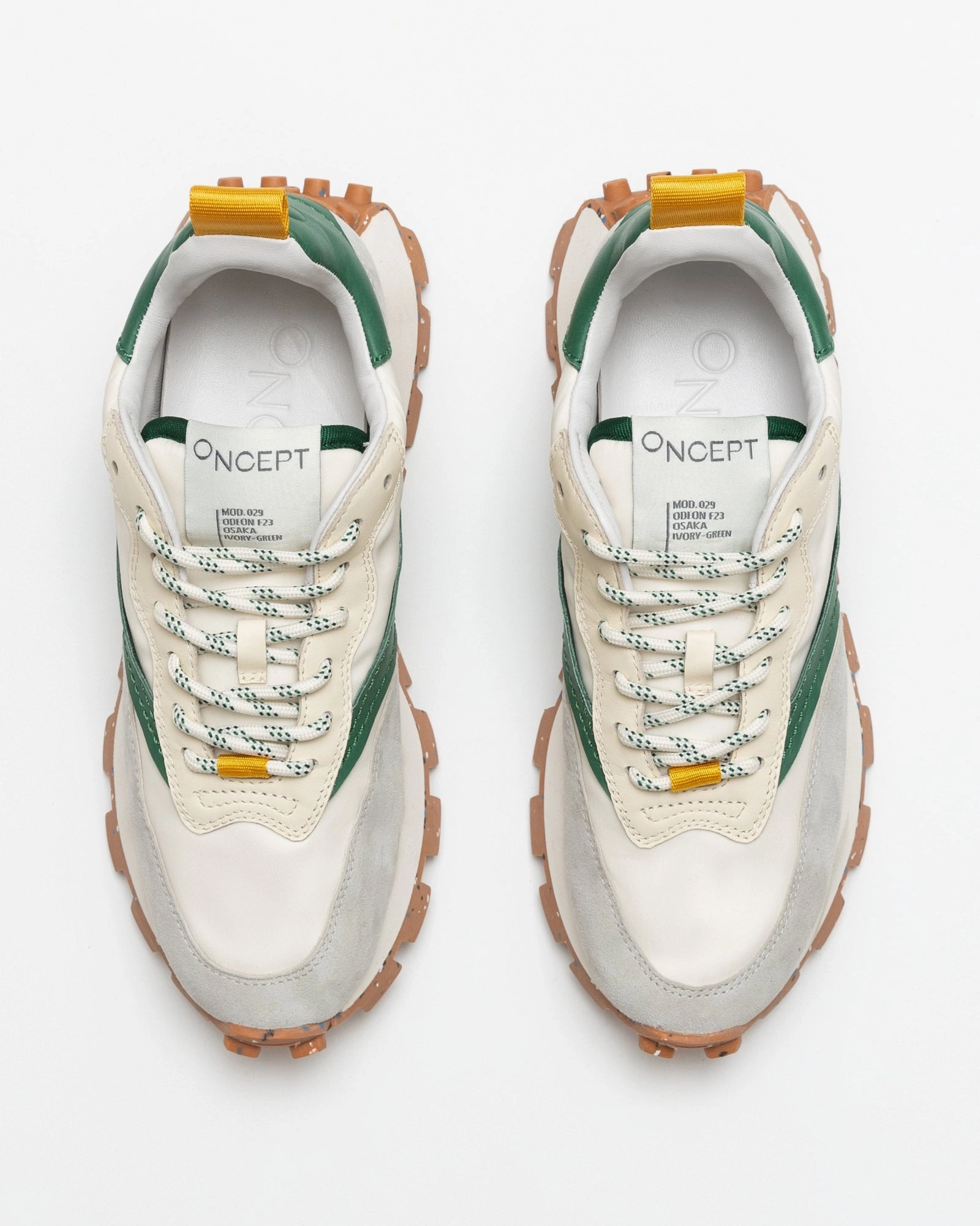 Stretchable Oncept Osaka Sneakers in Ivory Green