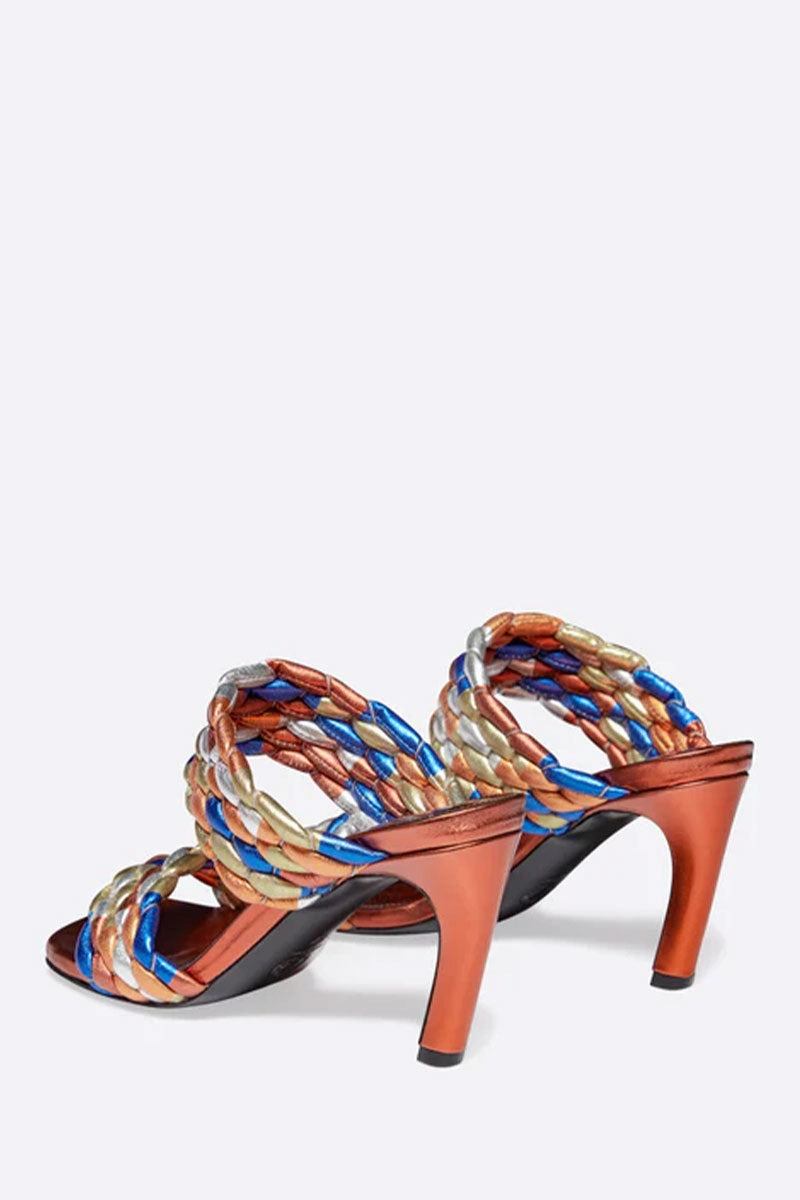 Black Tie Event Heels Evening Outfit Woven Metallic Mules