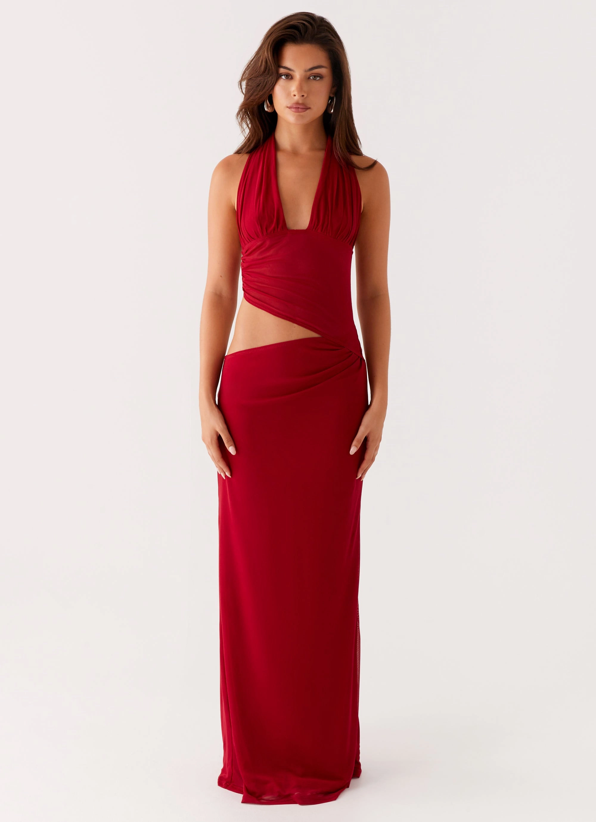 Main Act Halter Maxi Dress - Raspberry Stretch-Recovery