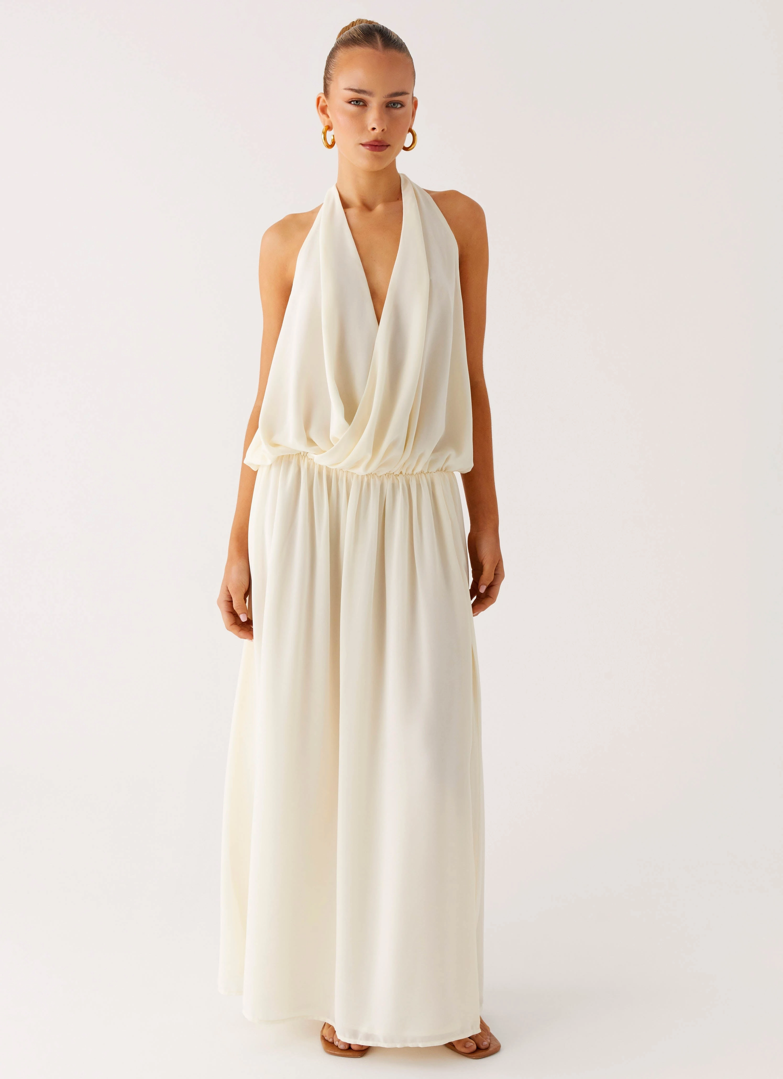 Narlah Halter Maxi Dress - Ivory Smart and Polished