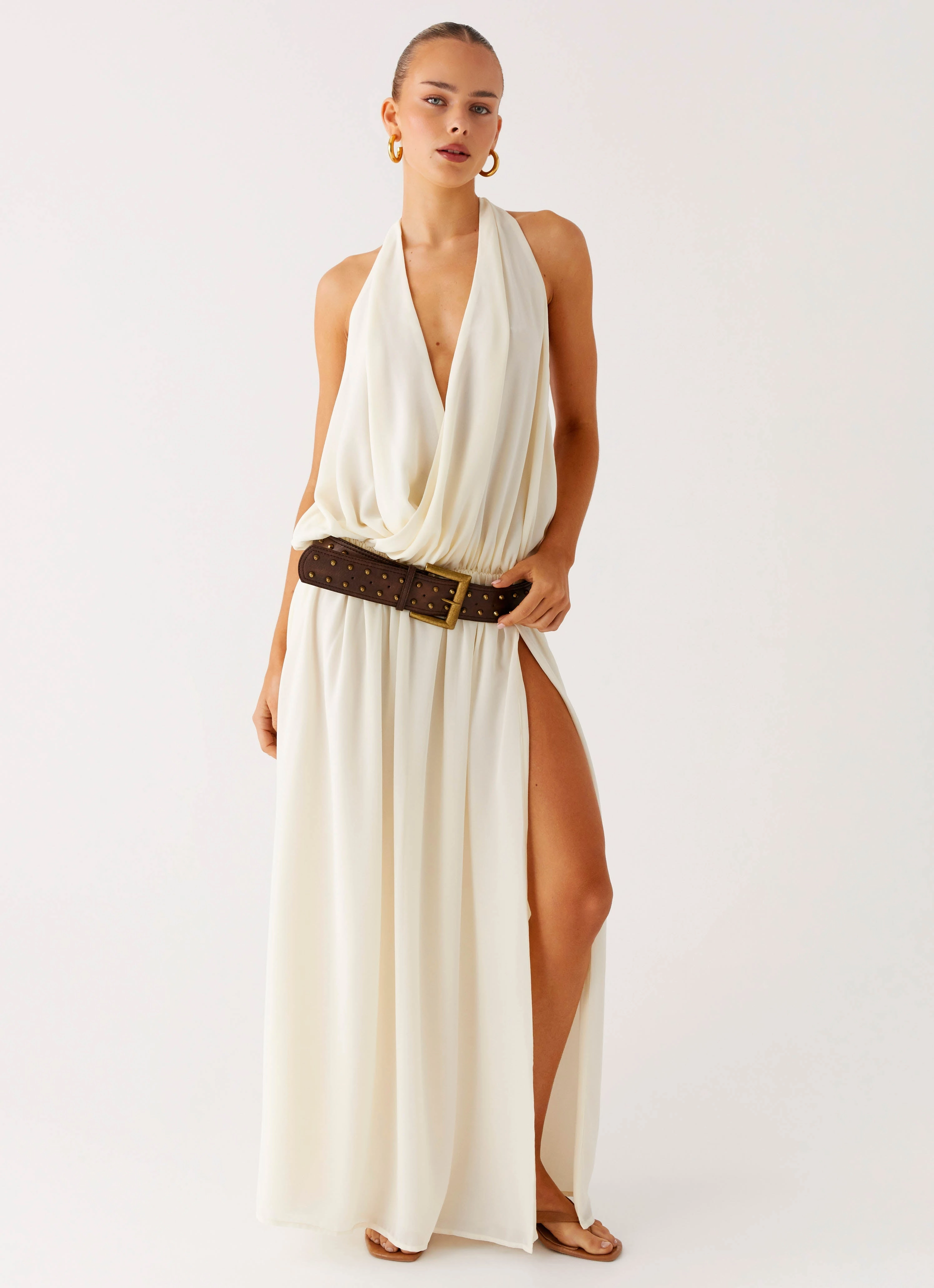 Narlah Halter Maxi Dress - Ivory Layered Wear