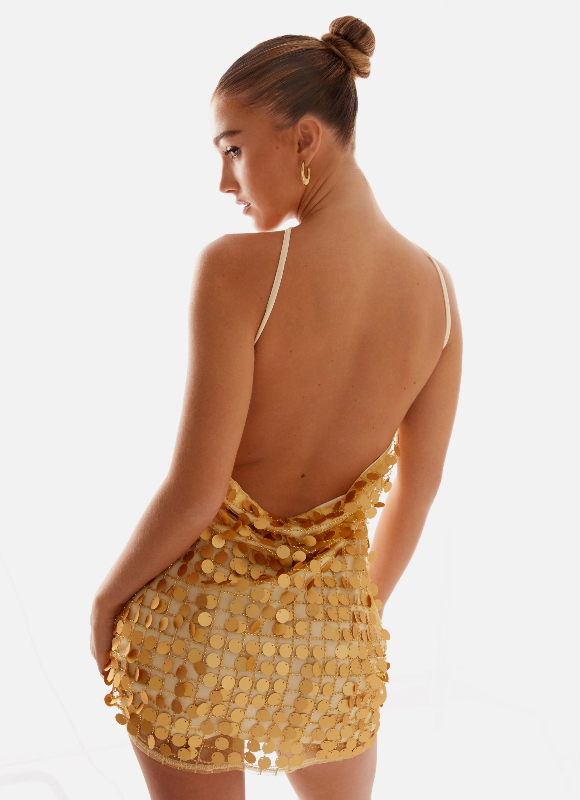 Xander Sequin Mini Dress - Gold Street-Style Artistic Shape