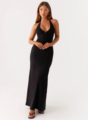 Yaselle Button Front Maxi Dress - Black Trend-Inspired Lightweight