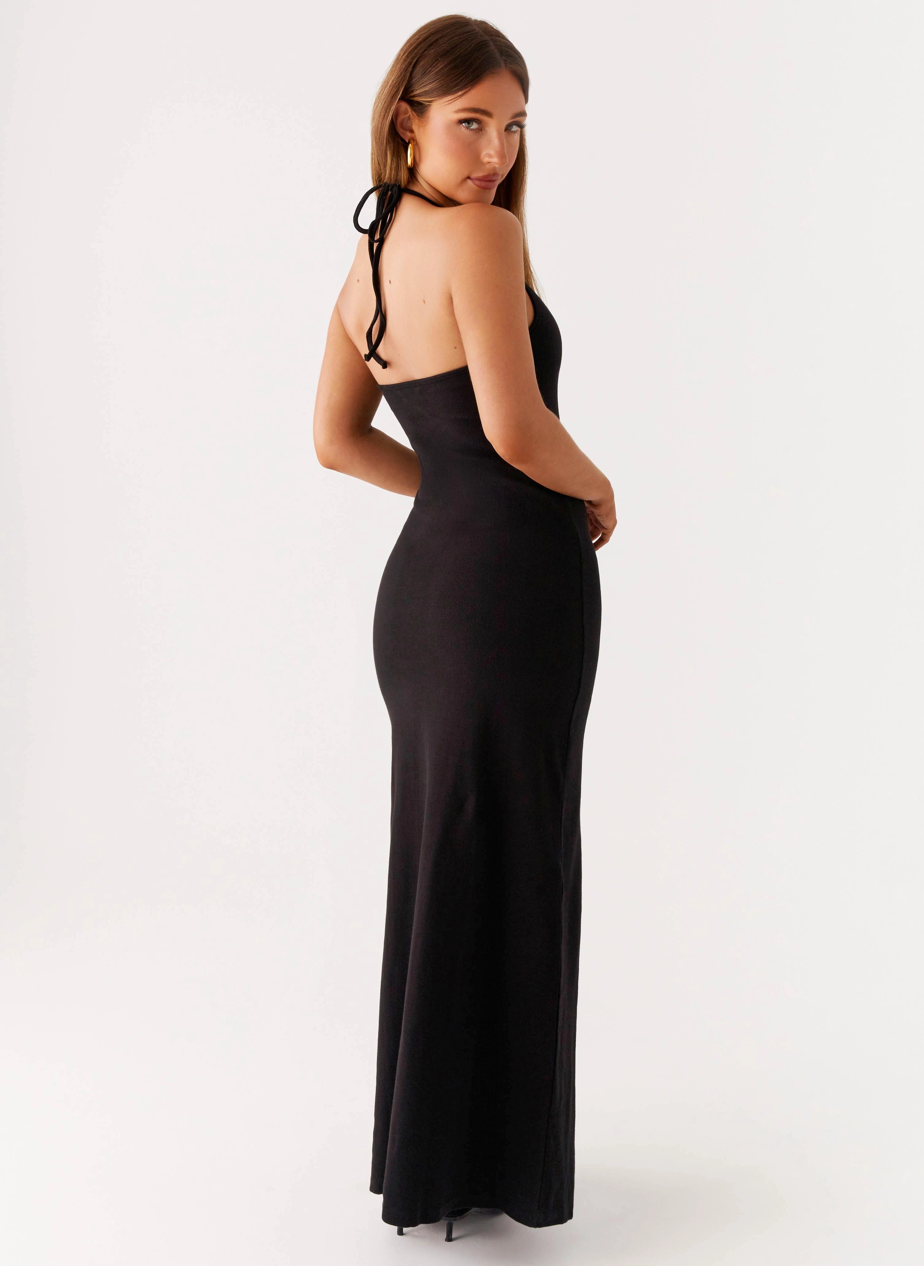 Yaselle Button Front Maxi Dress - Black Bright-Hue Luxurious Feel