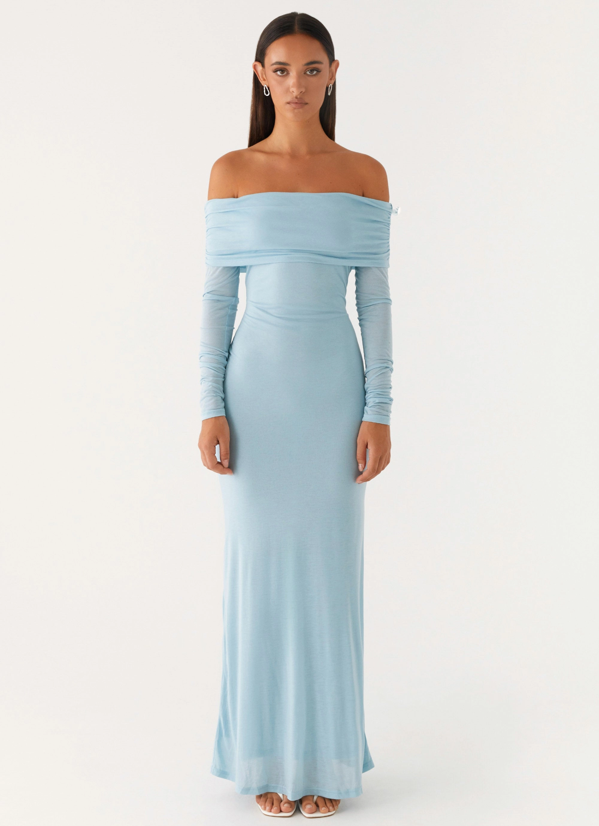 Cocoa Long Sleeve Maxi Dress - Blue Sleek Layer