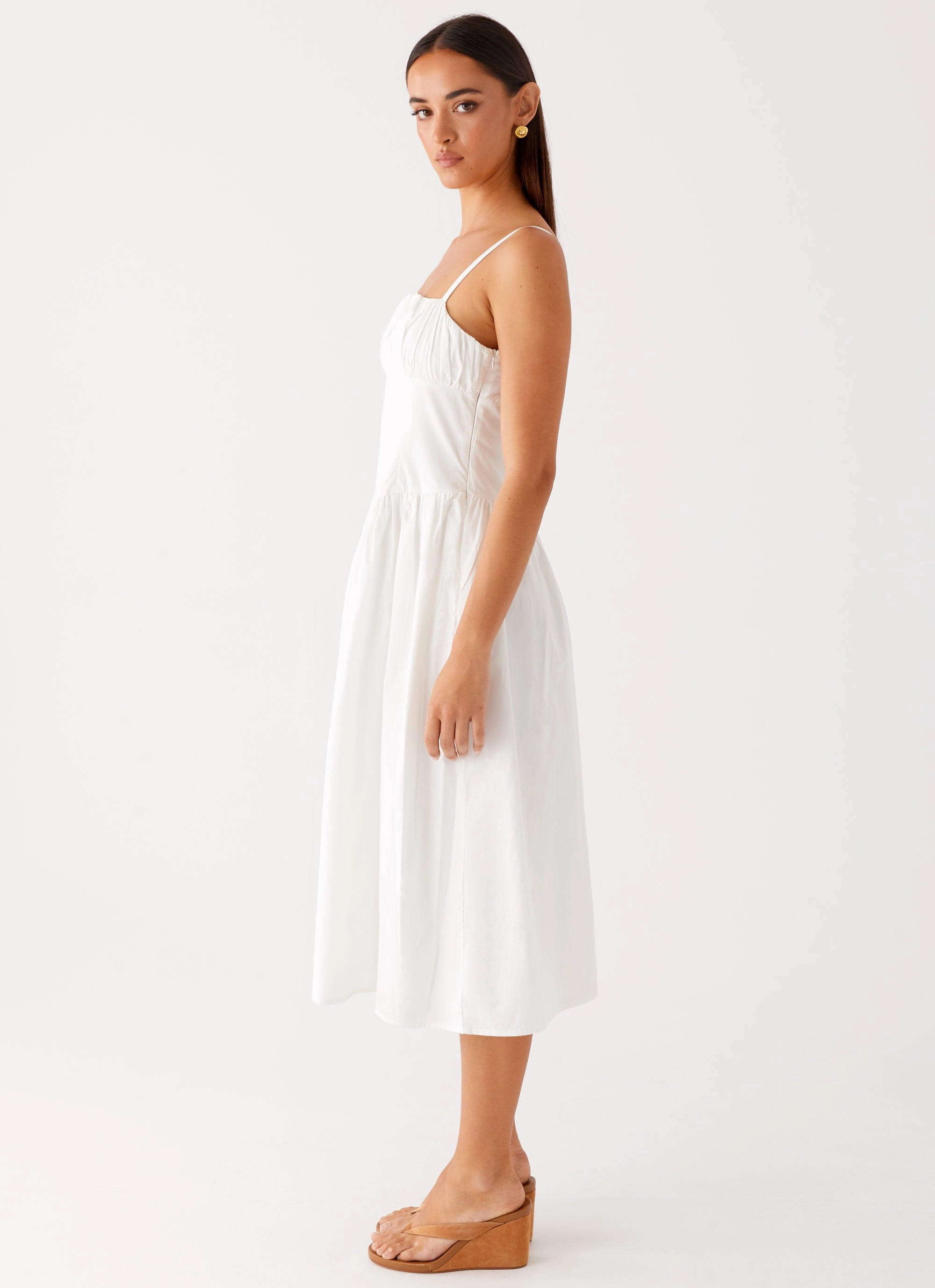 Flexible Design Clean Tone Phillipa Midi Dress - White