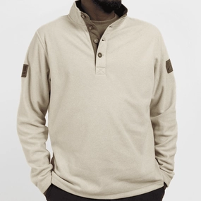 Anti Static Treatment Fleece Henley - Sand